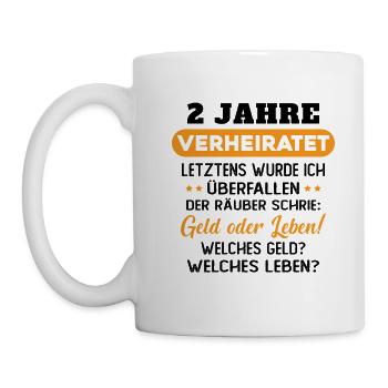 2 Jahre verheiratet zynisch 2 Hochzeitstag - Tasse - Weiß - Links