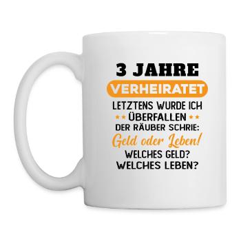 3 Jahre verheiratet zynisch 3 Hochzeitstag - Tasse - Weiß - Links