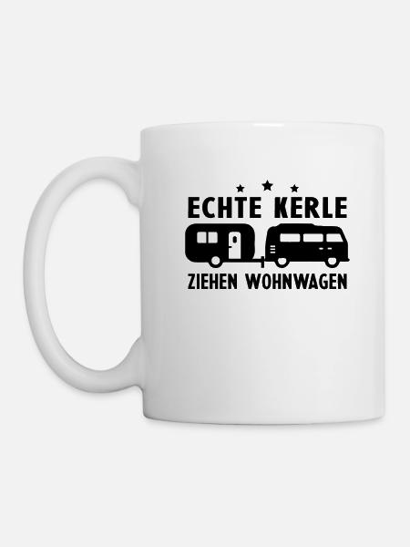 echte kerle ziehen wohnwagen - Tasse - Weiß