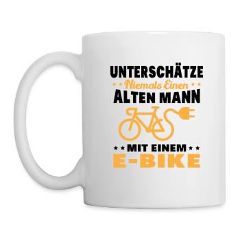 Einen alten Mann mit einem E-Bike - Tasse - Weiß - Links