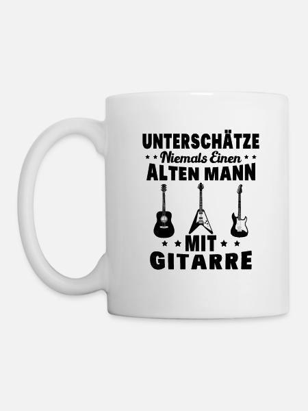 Unterschätze Alten Mann Gitarre - Tasse - Weiß
