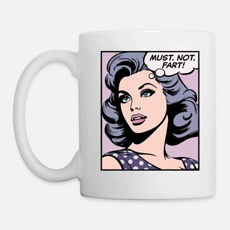 Ne doit pas péter! Fille pop art - Mug blanc - blanc