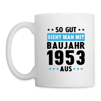 Geschenk Geburtstag 1953 Frau Mann Geschenkidee - Tasse - Weiß - Links