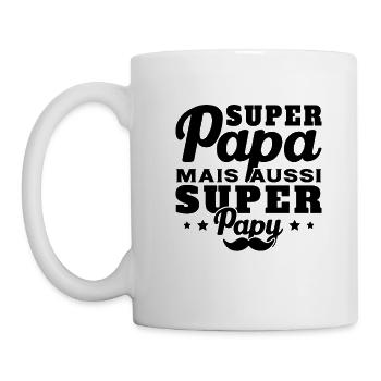 Super papa mais aussi super papy - Mug blanc - blanc - Gauche