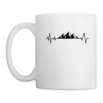 Herzschlag Berge EKG Wandern Wanderung - Tasse - Weiß - Links