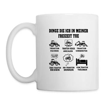 was ich in meiner Freizeit mache Traktor - Tasse - Weiß - Links