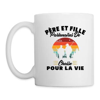 Père Et Fille Partenaires De Chasse Humour Cadeau - Mug blanc - blanc - Gauche