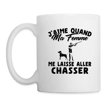 J'aime Quand Ma Femme Humour Chasseur - Mug blanc - blanc - Gauche