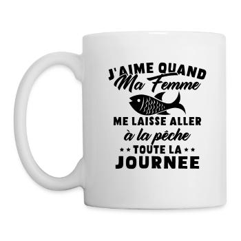J'aime Quand ma Femme me Laisse Aller à la pêche - Mug blanc - blanc - Gauche