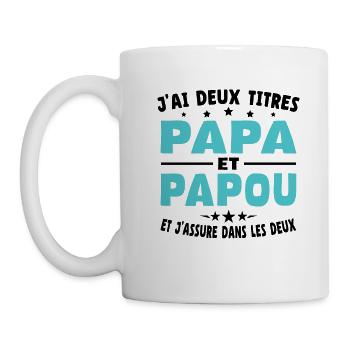 J'ai Deux Titres Papa Et Papou - Mug blanc - blanc - Gauche