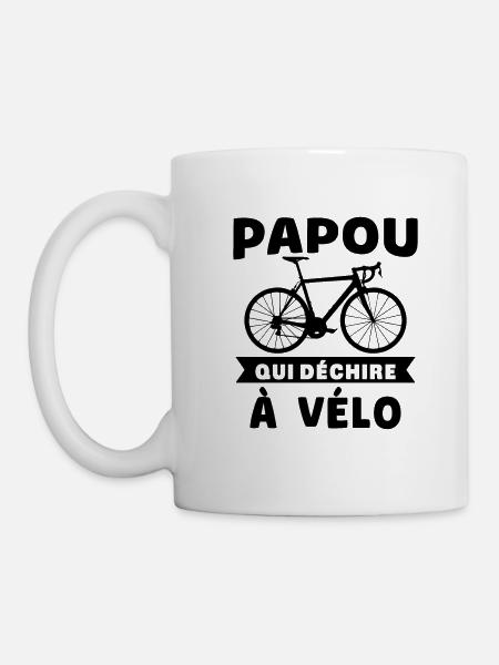 Papou qui déchire à Vélo Humour Cadeau Grand-père - Mug blanc - blanc