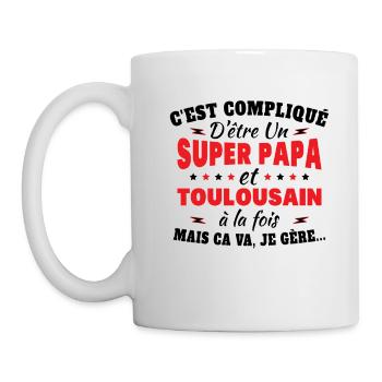 Super Papa Et Toulousain Cadeau Citation Drôle - Mug blanc - blanc - Gauche