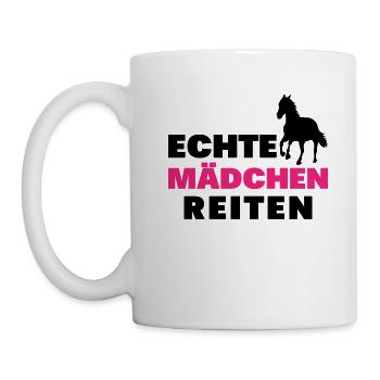 Echte mädchen reiten - Tasse - Weiß - Links