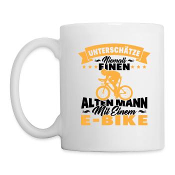 Alten mann mit einem e-bike - Tasse - Weiß - Links