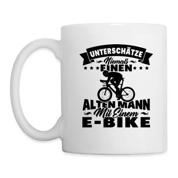 Alten mann mit einem e-bike - Tasse - Weiß - Links