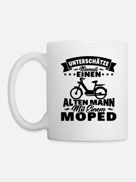 Alten mann mit einem Moped - Tasse - Weiß