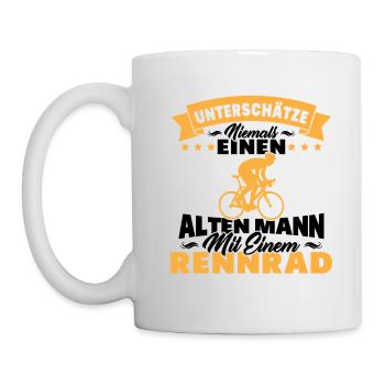 Alten mann mit einem Rennrad - Tasse - Weiß - Links