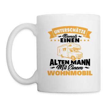alten mann mit einem Wohnmobil - Tasse - Weiß - Links