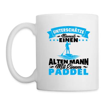 Alter Mann mit Paddel Kanufahrer Vintage Kanusport - Tasse - Weiß - Links