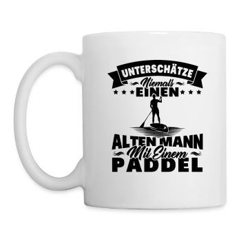 Alter Mann mit Paddel Kanufahrer Vintage Kanusport - Tasse - Weiß - Links