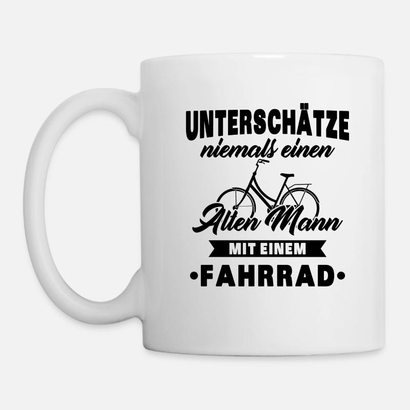 Alte Mann mit Fahrrad - Tasse - Weiß
