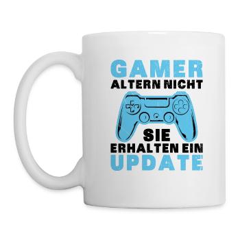 Gamer Altern Nicht Sie Erhalten Ein Update Zocker - Tasse - Weiß - Links