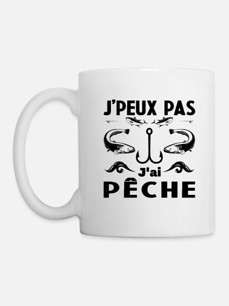 J'Peux Pas J'Ai Pêcheur Pêche - Mug blanc - blanc