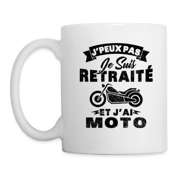 J'peux pas je suis retraité et j'ai moto Cadeau - Mug blanc - blanc - Gauche
