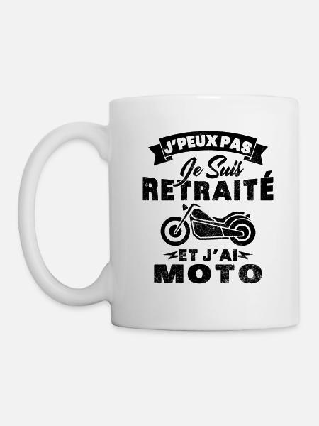 J'peux pas je suis retraité et j'ai moto Cadeau - Mug blanc - blanc