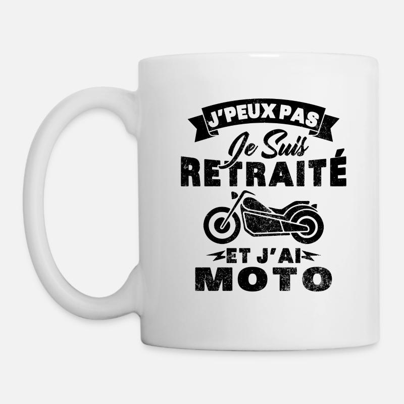 J'peux pas je suis retraité et j'ai moto Cadeau - Mug blanc - blanc