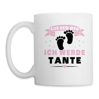Aus dem Weg ich werde Tante für Schwangerschünen - Tasse - Weiß - Links