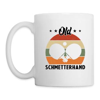 Old Schmetterhand Tischtennis Geschenkidee - Tasse - Weiß - Links