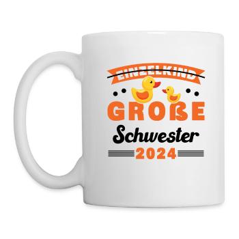 Große Schwester 2024 Schwester werden Einzelkind - Tasse - Weiß - Links