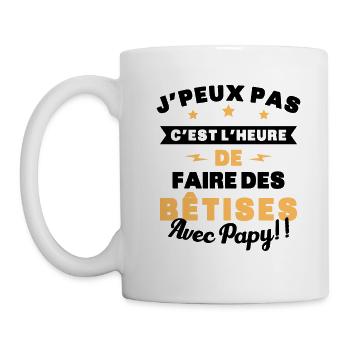Humour enfant Je peux pas j'ai bêtises avec papy - Mug blanc - blanc - Gauche