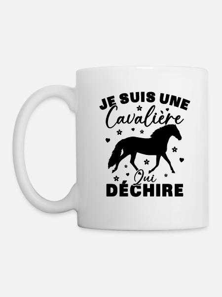 Cadeau Une cavalière équitation cheval qui déchire - Mug blanc - blanc
