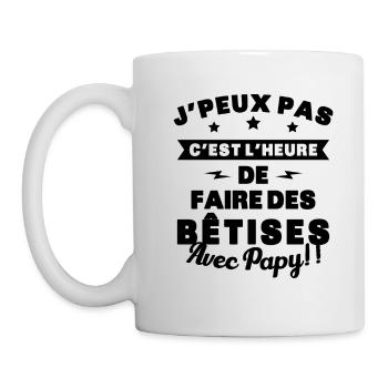 Humour enfant Je peux pas j'ai bêtises avec papy - Mug blanc - blanc - Gauche