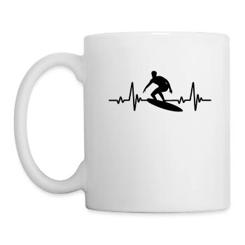 Surf, Hommes, Rythme cardiaque, Sports, ECG, Surf - Mug blanc - blanc - Gauche
