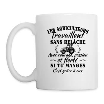 Les agriculteurs travaillent sans relâche - cadeau - Mug blanc - blanc - Gauche