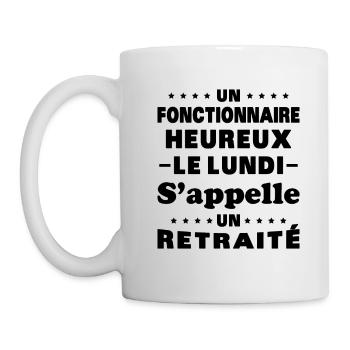 fonctionnaire heureux le lundi appelle un retraité - Mug blanc - blanc - Gauche