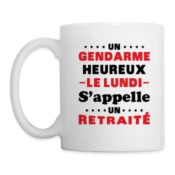 Un gendarme heureux le lundi s appelle un retraité - Mug blanc - blanc - Gauche