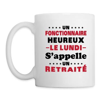 fonctionnaire heureux le lundi appelle un retraité - Mug blanc - blanc - Gauche