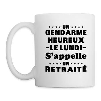 Un gendarme heureux le lundi s appelle un retraité - Mug blanc - blanc - Gauche