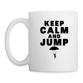 Ruhe bewahren und springen Fallschirm Geschenk Männer - Tasse - Weiß - Links