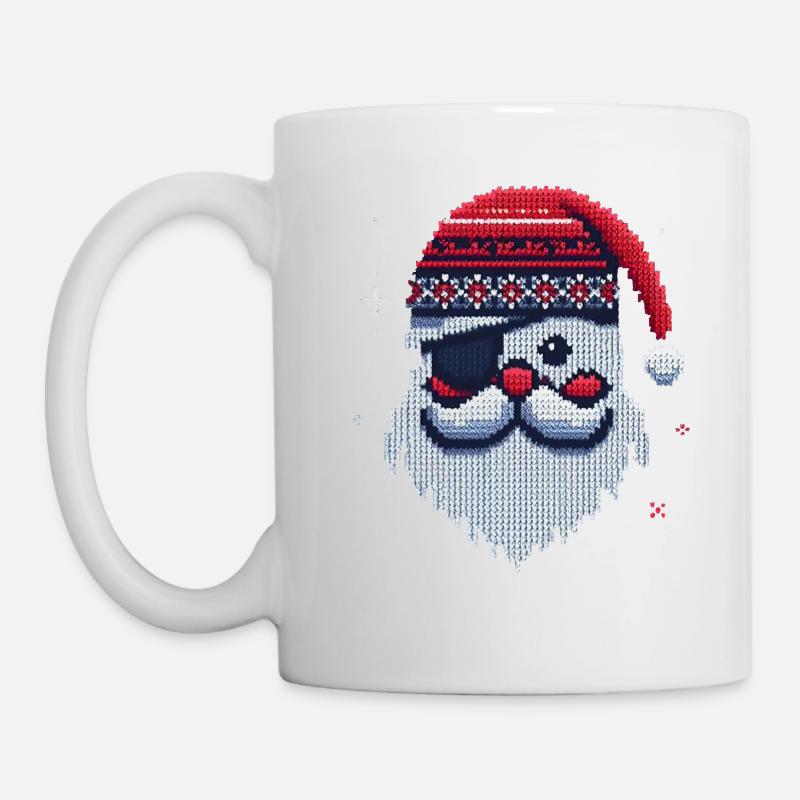 Weihnachtsmann Kawaii Strickmuster - Tasse - Weiß