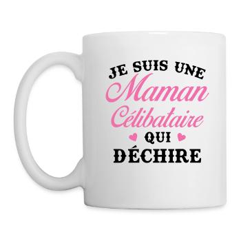 Femme Maman célibataire qui déchire - Mug blanc - blanc - Gauche