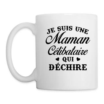 Femme Maman célibataire qui déchire - Mug blanc - blanc - Gauche