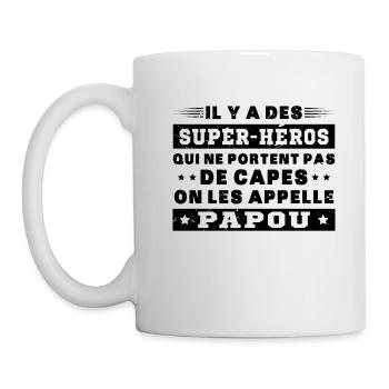 Papou super héros cadeau grand-père - Mug blanc - blanc - Gauche