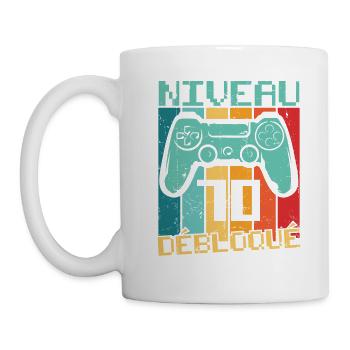 Niveau 70 débloqué Cadeau 70 ans Anniversaire - Mug blanc - blanc - Gauche