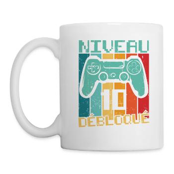 Niveau 10 débloqué Cadeau 10 ans Anniversaire - Mug blanc - blanc - Gauche