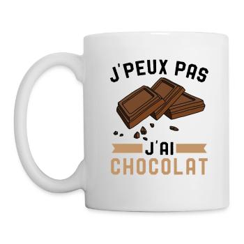 Je Peux Pas J'Ai Chocolat Humour Chocolatine - Mug blanc - blanc - Gauche
